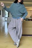Conrad Batwing Ruffle Cuff Knit Deep Sage